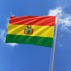 Bolivia flag fluttering in the wind on sky.