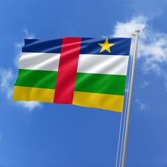 Central African Republic flag fluttering in the wind on sky.