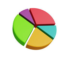 3D pie chart icon. Business, financial report, presentation, statistics, data analytics, optimization. Colorful pie chart. 3d illustration
