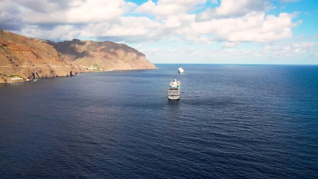 Cruise ship in the Atlantic Ocean near Tenerife island coast, Canary islands, Spain