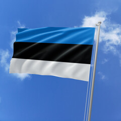 Estonia flag fluttering in the wind on sky.