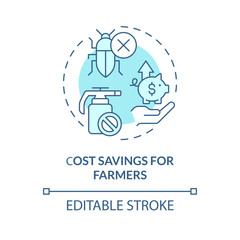 Obraz premium 2D editable blue cost savings for farmers icon, monochromatic isolated vector, integrated pest management thin line illustration.