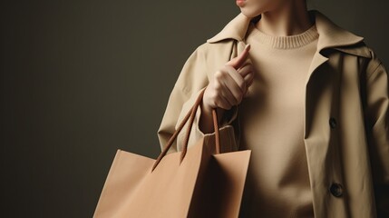 A woman holding a shopping bag