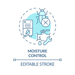 Fototapeta premium 2D editable blue moisture control icon, monochromatic isolated vector, integrated pest management thin line illustration.