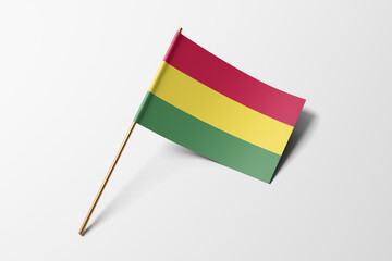 Bolivia flag of small paper, isolated on white background