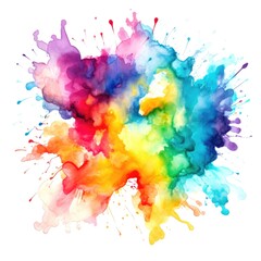 colorful watercolor splashes on white background
