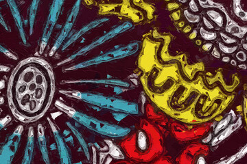 Oil painting and various flowers, chrysanthemums, beautiful wedding illustrations