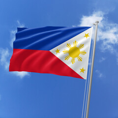 Philippines flag fluttering in the wind on sky.