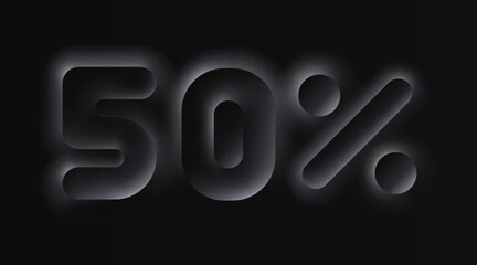 Mega sale, 50 special offer banner. Black line sign board promotion. Vector illustration