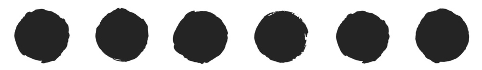 6 gemalte Kresie in schwarz als banner oder Vorlage für Button - obrazy, fototapety, plakaty