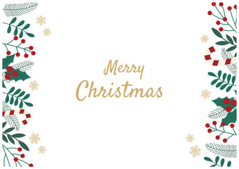 Obraz premium クリスマスのボタニカルフレーム両脇