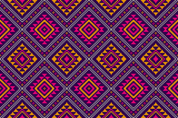 Ethnic Aztec pattern art. Geometric seamless pattern in tribal, folk embroidery, and Mexican style. Design for background, wallpaper, vector illustration, textile, fabric, clothing, carpet. - obrazy, fototapety, plakaty