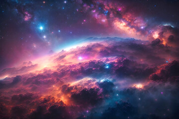 The vast and colorful galaxy, Nebella and sparkling stars far away in the universe. - obrazy, fototapety, plakaty