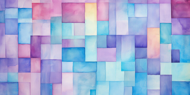 banner in the form of watercolor squares of different pastel colors