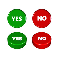 3D button yes or no sign icon green red color