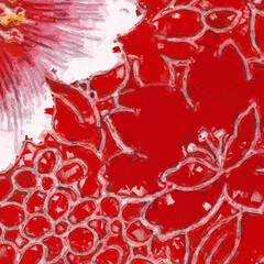 Oil painting and various flowers, chrysanthemums, beautiful wedding illustrations