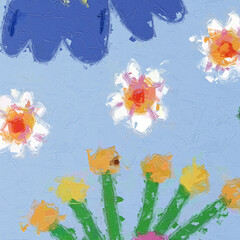 Oil painting and various flowers, chrysanthemums, beautiful wedding illustrations