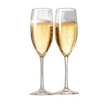 toast with champagne glasses isolated on transparent or white background, png