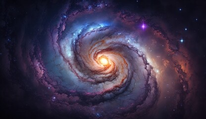 Fantasy fantastic amazing galaxy spiral nebula colorful at night light glow beautiful concept