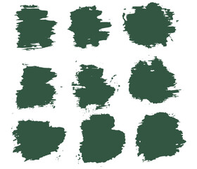 Set of green grunge label brush stroke background