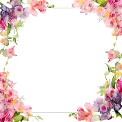 Fototapeta na wymiar flower frame border empty page white background: