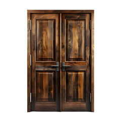 wooden door isolated on transparent background ,generative ai