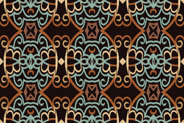 Ikat Damask Embroidery Background. Ikat Designs Geometric Ethnic Oriental Pattern Traditional. Ikat Aztec Style Abstract Design for Print Texture,fabric,saree,sari,carpet.