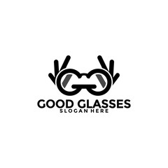 Letter GG Glasses logo, Eye Optic Glasses Logo Icon Vector Template