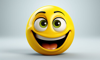 Yellow smiling emoticon on a white background.