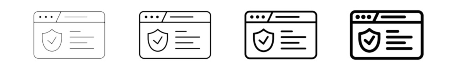 Icones pictogramme symbole Fenetre ordinateur interface protection anti virus - obrazy, fototapety, plakaty
