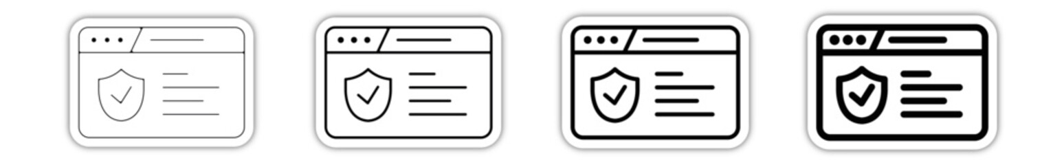 Icones pictogramme symbole Fenetre ordinateur interface protection anti virus relief - obrazy, fototapety, plakaty