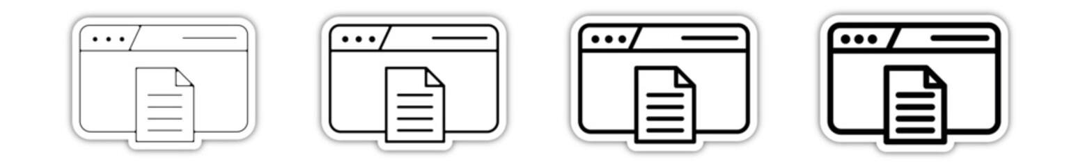 Icones pictogramme symbole Fenetre ordinateur interface site web document relief - obrazy, fototapety, plakaty