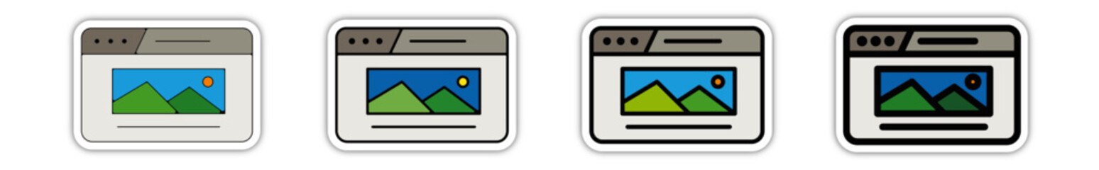 Icones pictogramme symbole Fenetre ordinateur interface site web image couleur gris relief