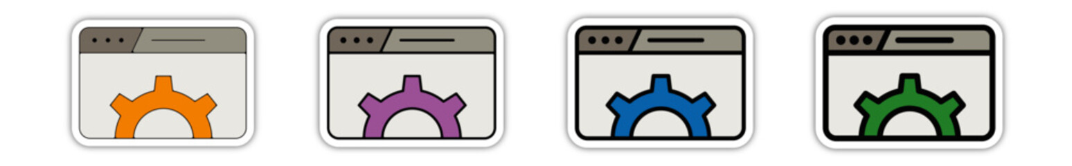 Icones pictogramme symbole Fenetre ordinateur interface site web maintenance couleur gris relief