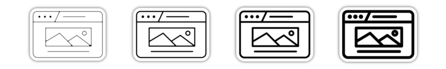 Icones pictogramme symbole Fenetre ordinateur interface site web image relief - obrazy, fototapety, plakaty