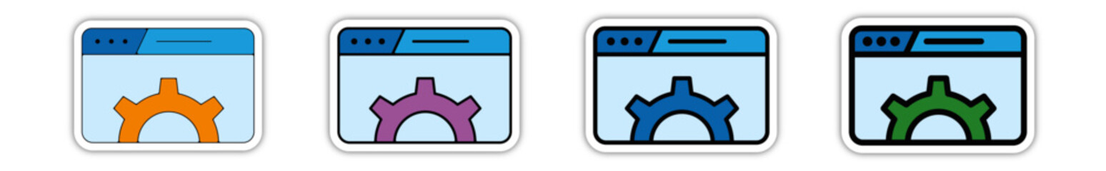 Icones pictogramme symbole Fenetre ordinateur interface site web maintenance couleur bleu relief