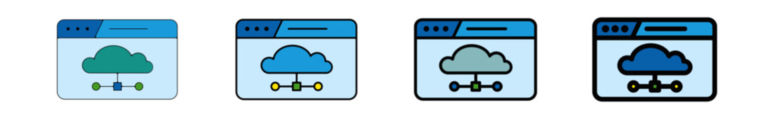 Icones pictogramme symbole Fenetre ordinateur interface travail cloud couleur gris bleu