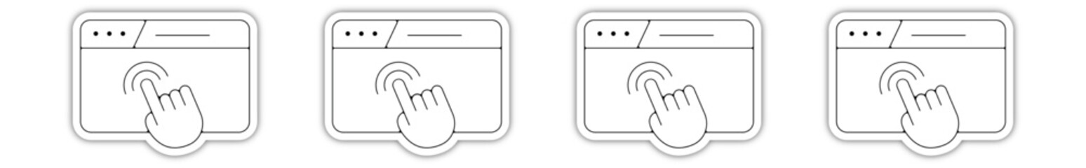 Icones pictogramme symbole Fenetre ordinateur interface site web souris naviguer cliquer relief - obrazy, fototapety, plakaty
