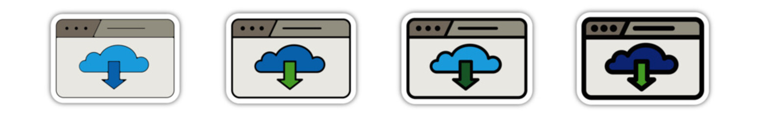 Icones pictogramme symbole Fenetre ordinateur interface travail cloud espace de stockage couleur gris relief