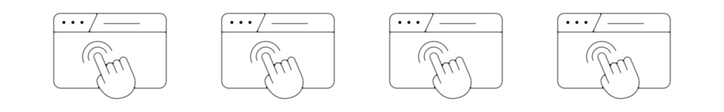 Icones pictogramme symbole Fenetre ordinateur interface site web souris naviguer cliquer