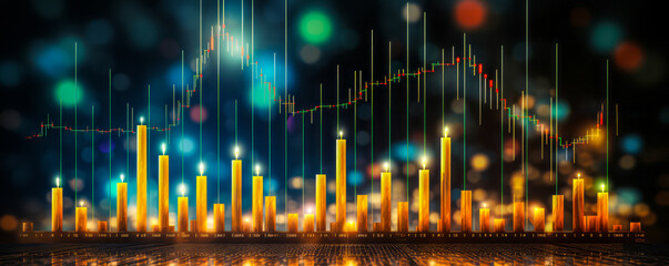 Upward Momentum: Candlestick Graph Illustrating Business Stock Growth - obrazy, fototapety, plakaty