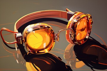 Fototapeta premium glasses with built-in headphones for music. Technologies