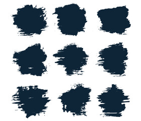 Fototapeta premium Set of black color grunge texture brush stroke
