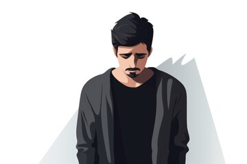Obraz premium depression man sit on white background