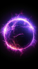 fog abstract explosion of cosmos power cosmic purple nebula lightning .Blast fusion field purple plasma physics glowing flames tunnel quantum time fractal mechanic energy ball galactic. Generative ai - obrazy, fototapety, plakaty