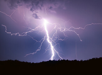 Lightning  in the night sky , electricity, thunderstorm, beautiful