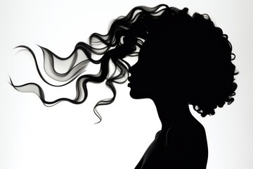 Black and white profile silhouette of a beautiful woman