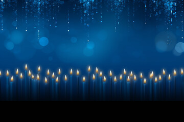 Candles burning on blue luxury background, generative ai - obrazy, fototapety, plakaty