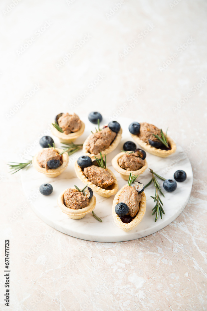 Sticker homemade chicken liver pate with rosemary and blueberry