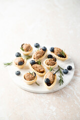 Homemade chicken liver pate with rosemary and blueberry